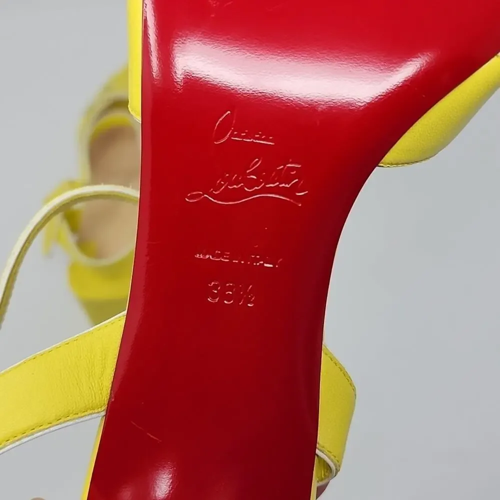 Christian Louboutin Anjalili Yellow Leather Sandals Size 38.5